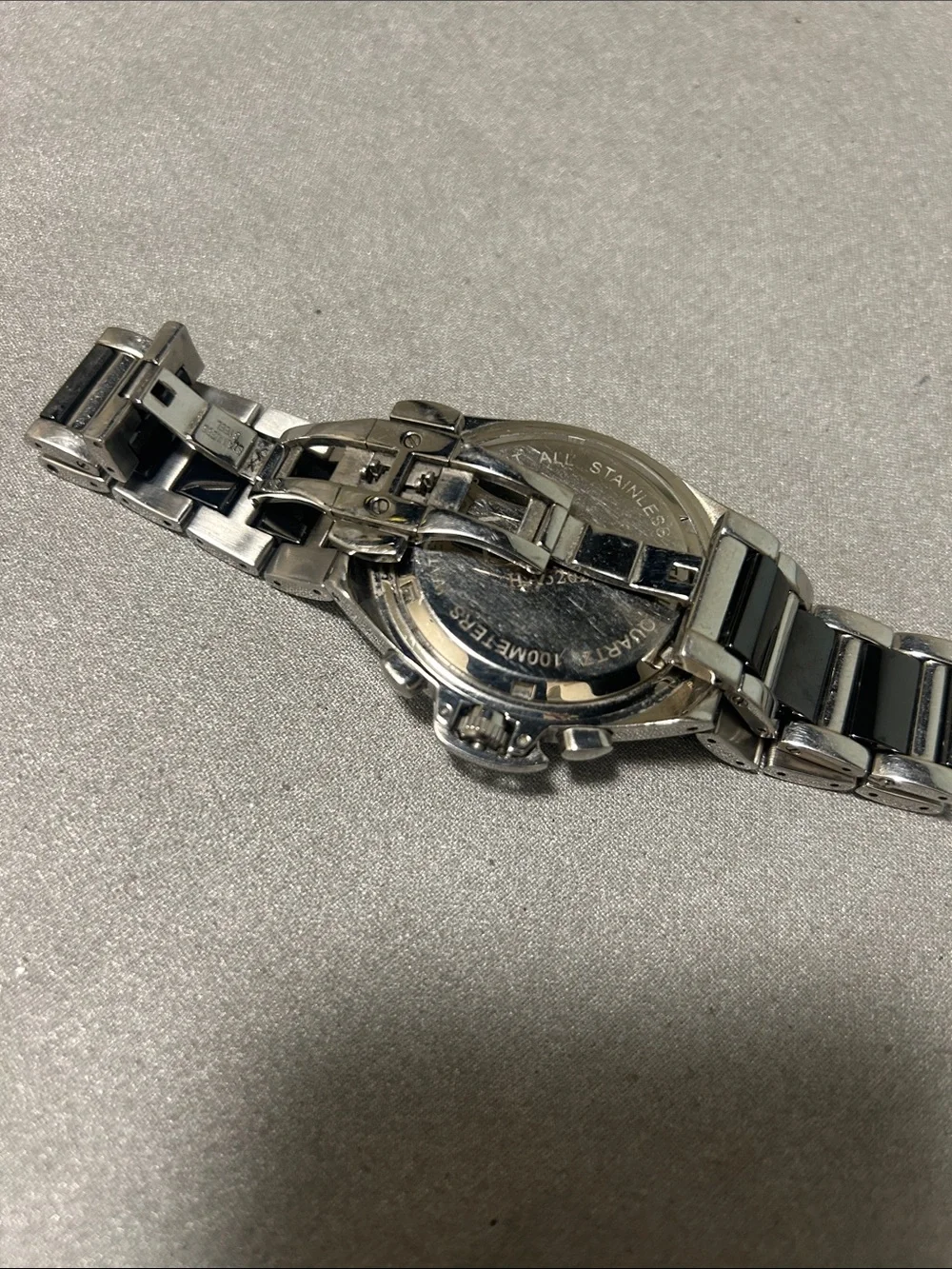 Men's Black Dial Silver-Tone Chronograph Watch